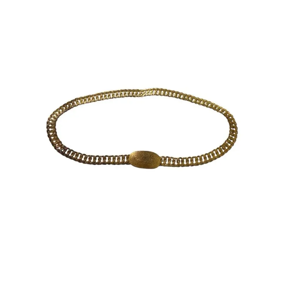 Faux Gold Lame’ 23” Braided Woven Wire Adjustable Belt Vintage Fashion Skinny